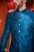 Blue Sequins Embroidered Bandhgala on Woven silk