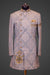 Sky Blue Zardosi Embroidered Indowestern On Woven Silk