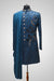 Persian Blue Zardosi Embroidered Indowestern On Textured Silk