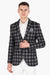 Black and Grey Single Breasted Check Print Knitted Blazer