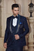 Navy Cutdana Embroidered Tuxedo On Woven Suiting Fabric